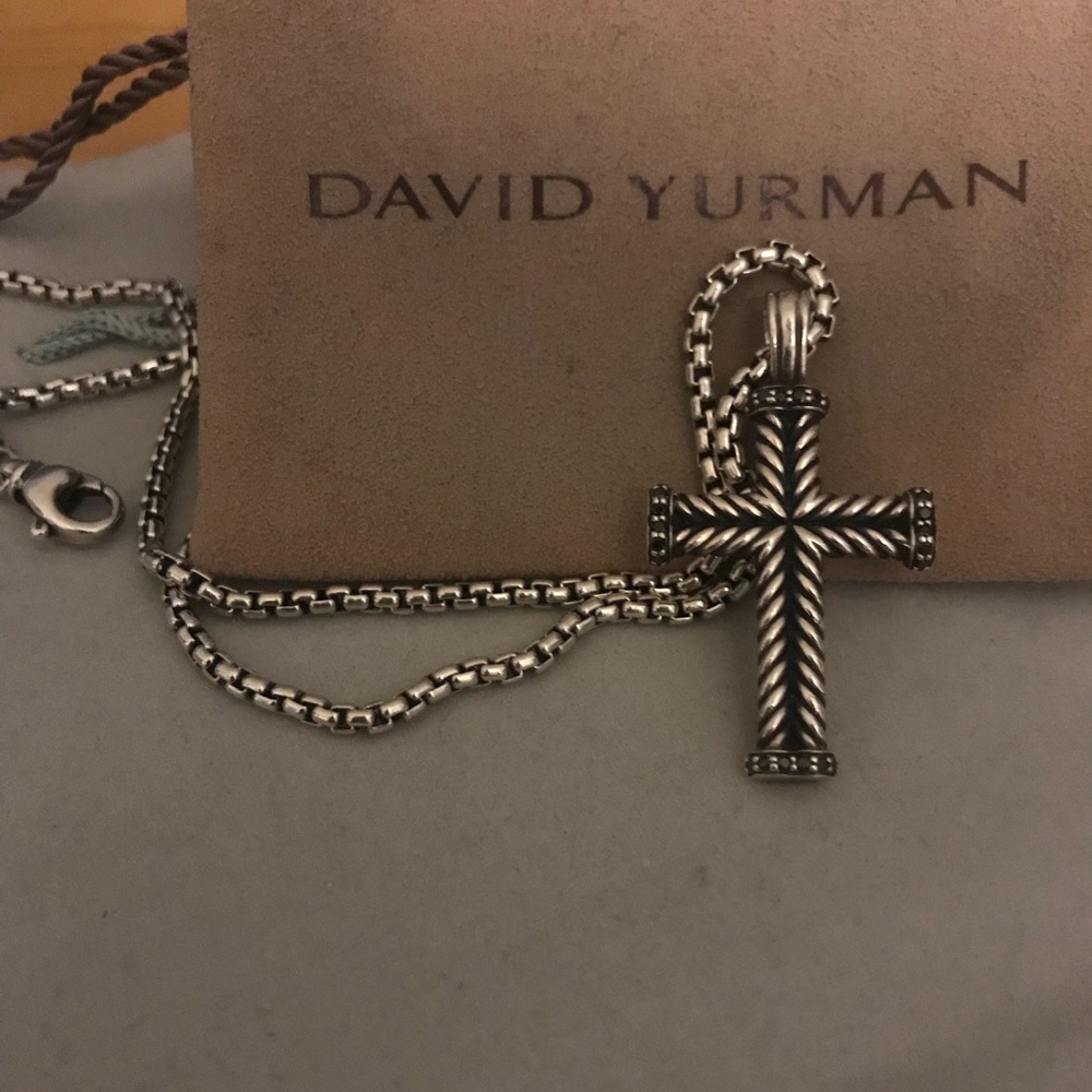 David Yurman Black diamond cross pendant